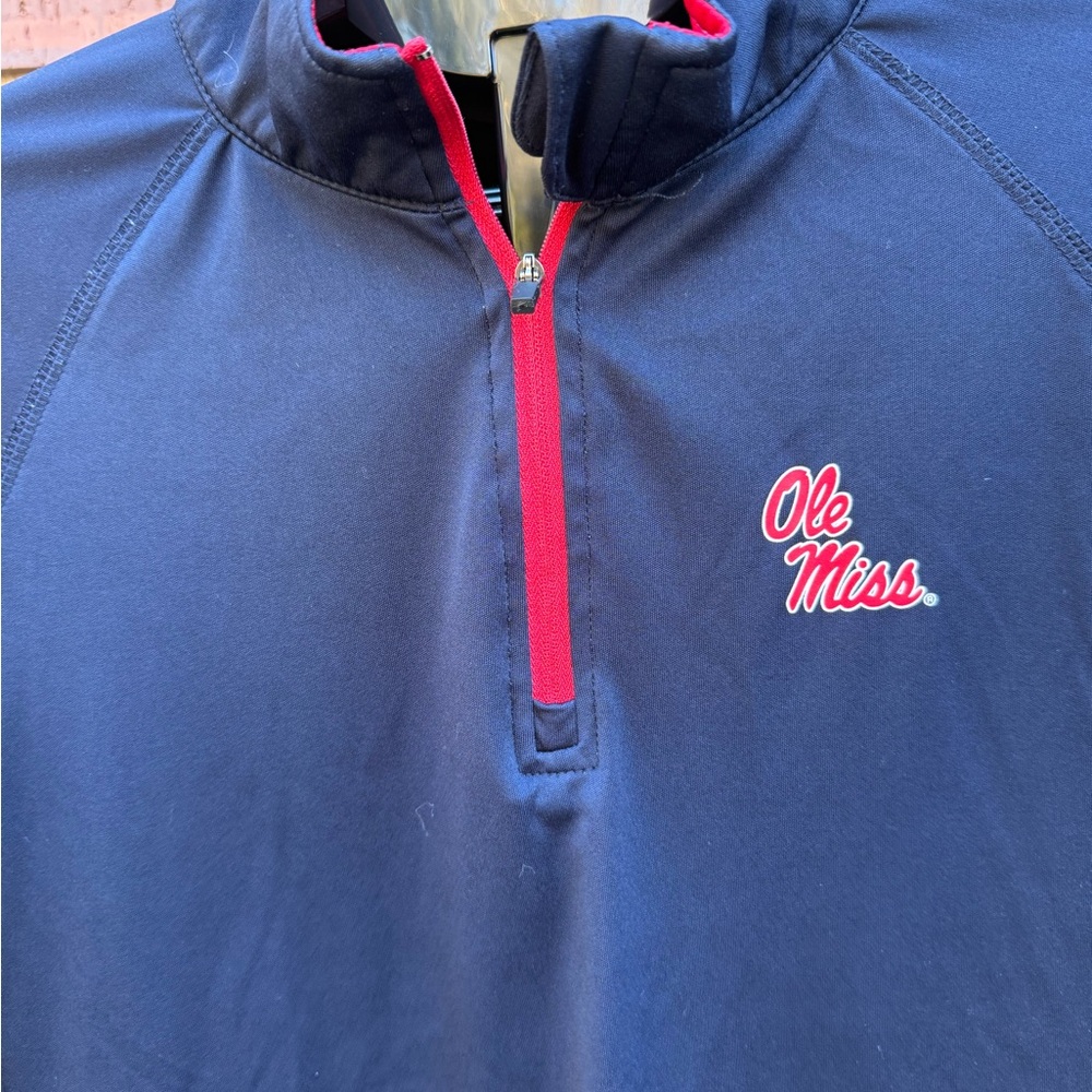 Stadium Athletics Ole Miss Rebels Womens Size Medium 1/4 Zip Navy L/S Shirt Top - Picture 2 of 8